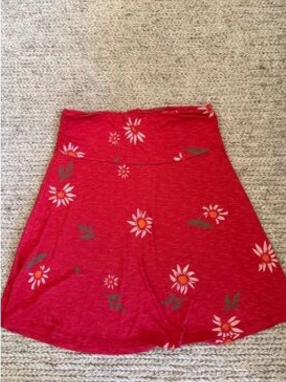 Toad&Co Red Floral A-Line Skirt with Daisy Motif women’s small